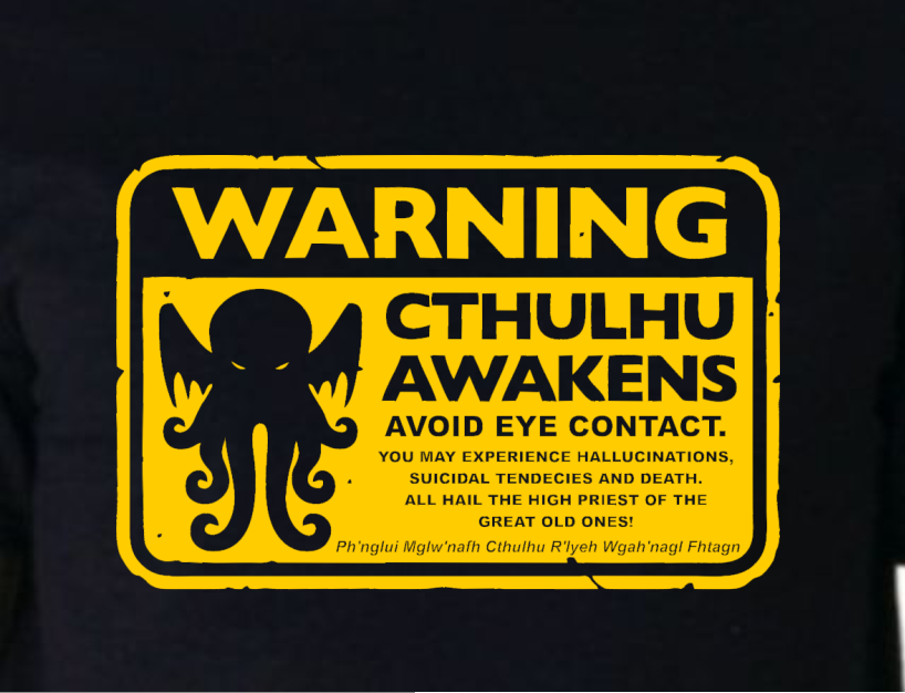 Warning Cthulhu Awakens T-shirt | Blasted Rat