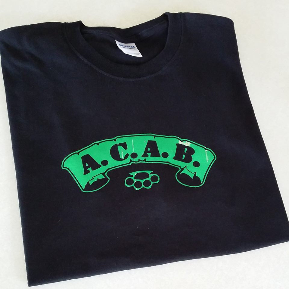 ACAB Green Scroll with Brass Knuckles A.C.A.B. T-shirt