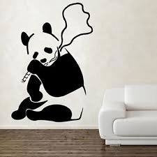 Banksy Street Art Smoking Panda - 23" Die Cut Vinyl Wall Decal Sticker