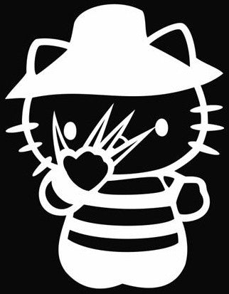 Hello Kitty Freddy Kruger Nightmare On Elm Street - Die Cut Vinyl Sticker Decal