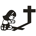Little Girl Praying Christian Cross JDM Racing | Die Cut Vinyl Sticker Decal