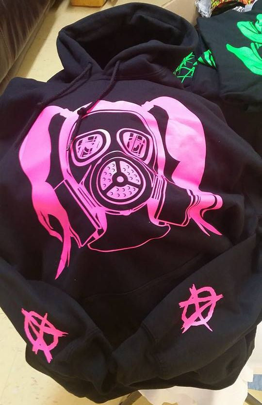 Anarchist Woman Gas Mask Pink Girlie Ponytail Anonymyss Hoodie