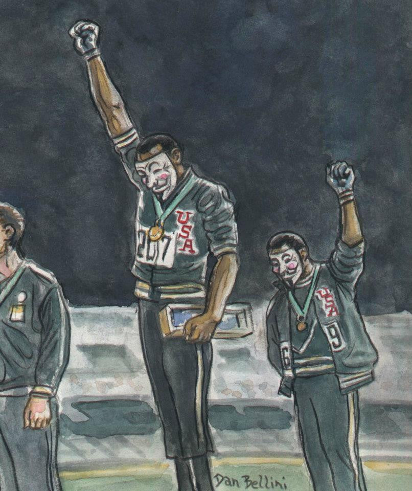 Anonymous Black Power 1968 Olympics  | Dan Bellini Occupy Art Print | Blasted Rat