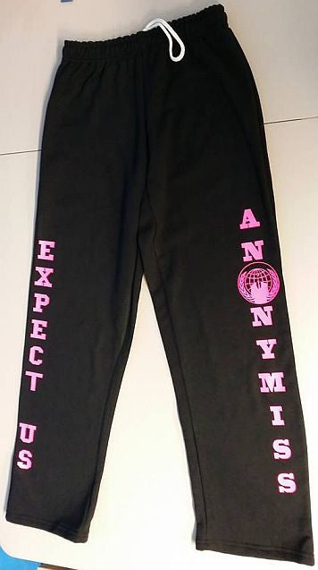 Anonymiss Anonymous Sweatpants Expect Us Pink Art  Two Sided Open Loose Bottom