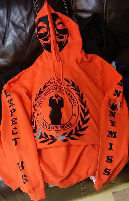 Anonymiss Anonymous Fully Decked With Hood And Sleeves Print Sic Semper Tyrannis Hoodie