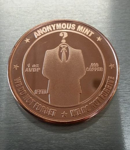 Anonymous Bitcoin Investment-grade Copper Collectible Coin