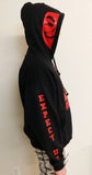 Anonymous Disobey Fully Decked With Red Hood Mask And Sleeves Print Hoodie