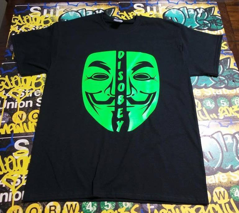 Anonymous Disobey Neon Green Mask T-shirt