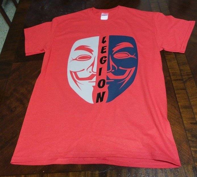Anonymous Legion Ghost Gray Blue Mask T-shirt