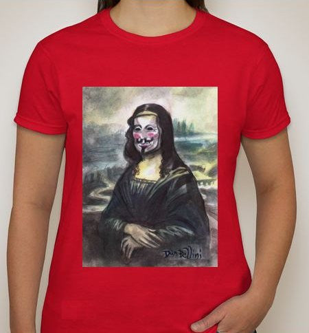 Anonymous Mona Lisa Women T-shirt | Dan Bellini Occupy Art | Blasted Rat