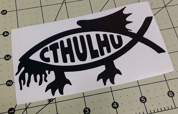 Cthulhu Jesus Fish Lovecraft Horror Space Monster | Die Cut Vinyl Sticker Decal | Blasted Rat