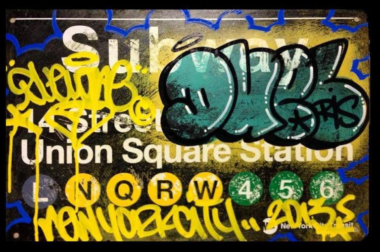 Duel Graffiti NYC Union Square Bombed Subway Sign Replica 11x14" | Blasted Rat