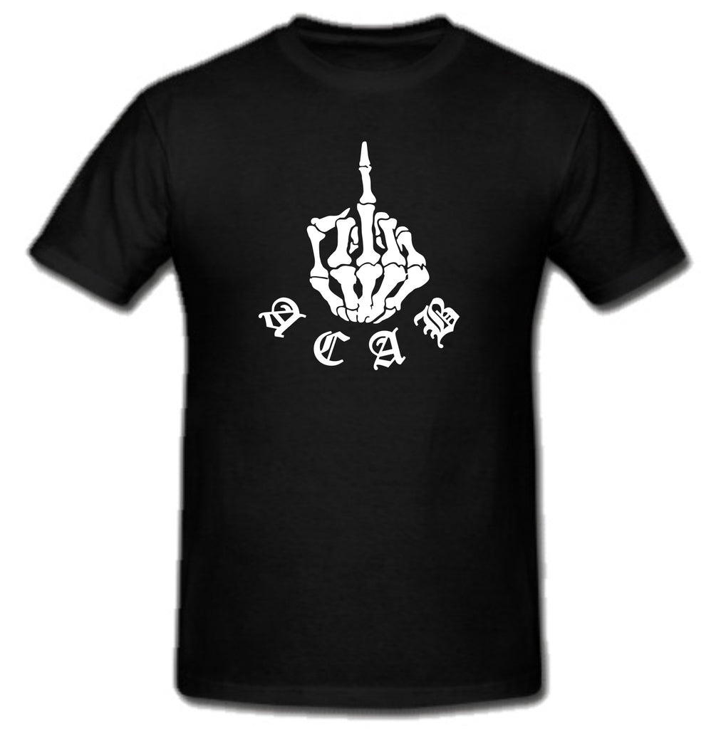 ACAB Fuck You Flip Off Skeleton Finger A.C.A.B. T-shirt