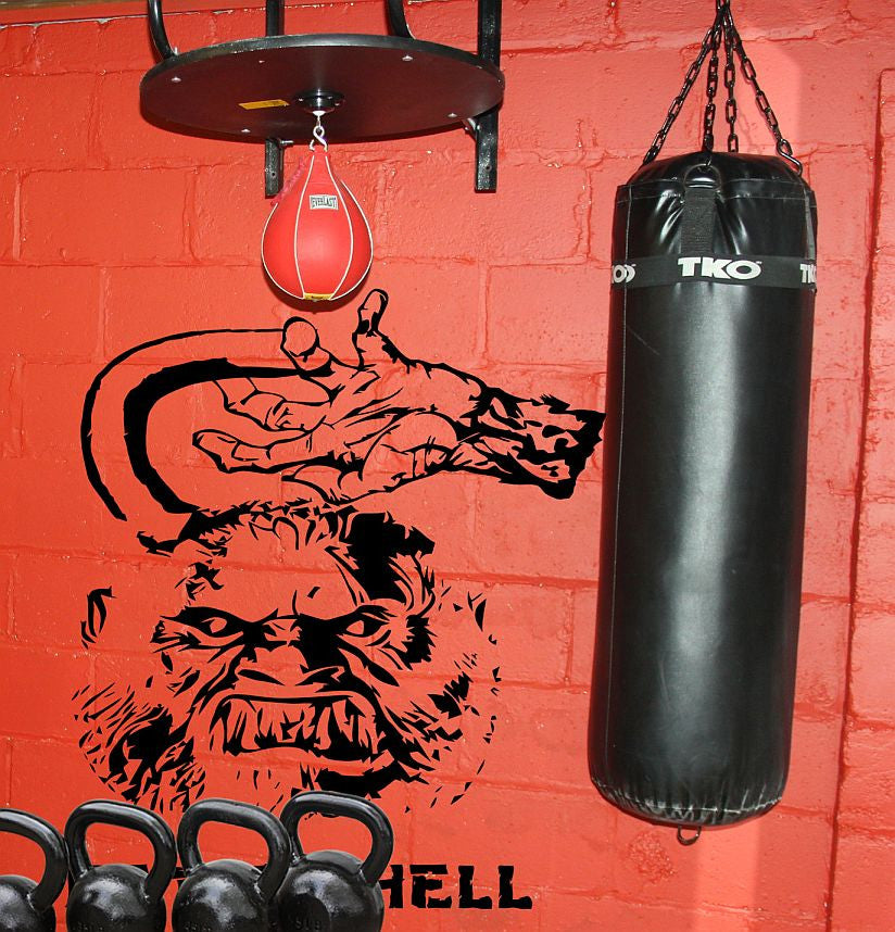 Kettlehell Gym Wall Crossfit MMA Kettlebell | Die Cut Vinyl Sticker Decal
