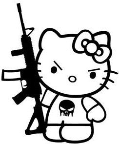 Hello Kitty AK-47 Punisher Skull - Die Cut Vinyl Sticker Decal