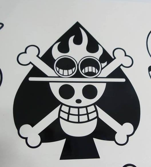 One Piece Anime Ace Of Spades Jolly Roger Pirate Flag | Die Cut Vinyl Sticker Decal