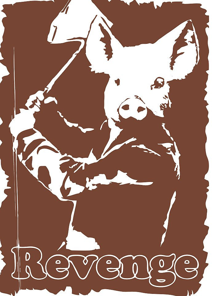 Revenge Of The Pig With Axe Animal Rights Vegetarian ALF | Die Cut Vinyl Sticker Decal | Blasted Rat