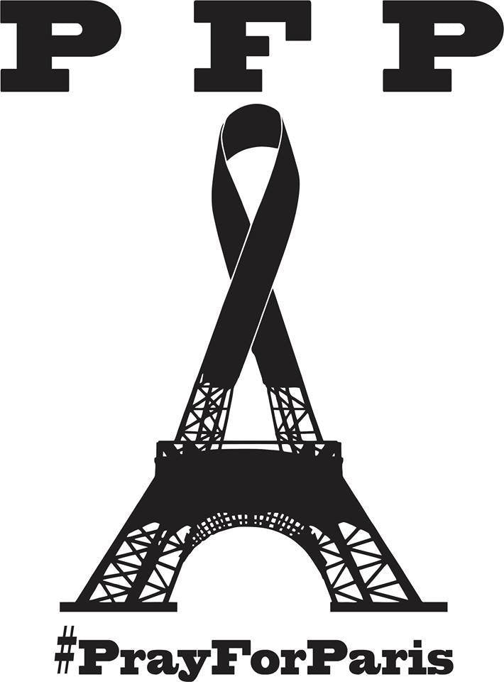 Eiffel Tower Pray For Paris Black Ribbon November 13 2015 Terror Attack Solidarity With The Victims | Die Cut Vinyl Sticker Decal | Blasted Rat