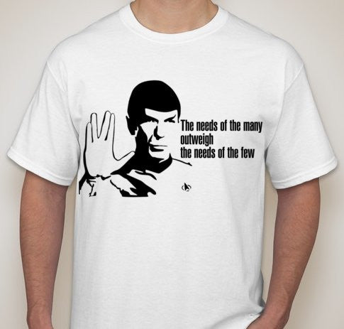 Spock Leonard Nimoy Needs Of The Many Quote T-shirt  | Blasted Rat
