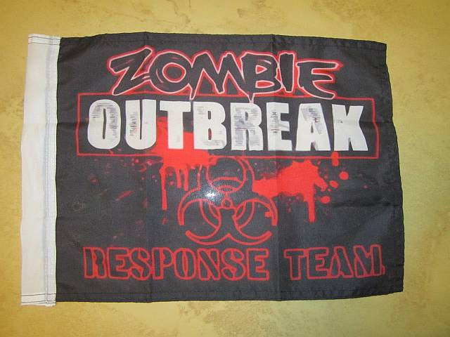Zombie Outbreak Response Team Flag Black 15×12″