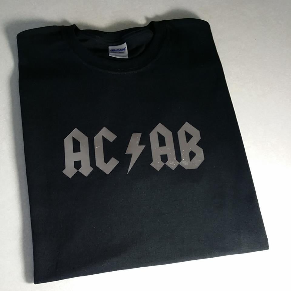 ACAB All Cops Are Bastards Silver AC/DC Logo A.C.A.B. T-shirt