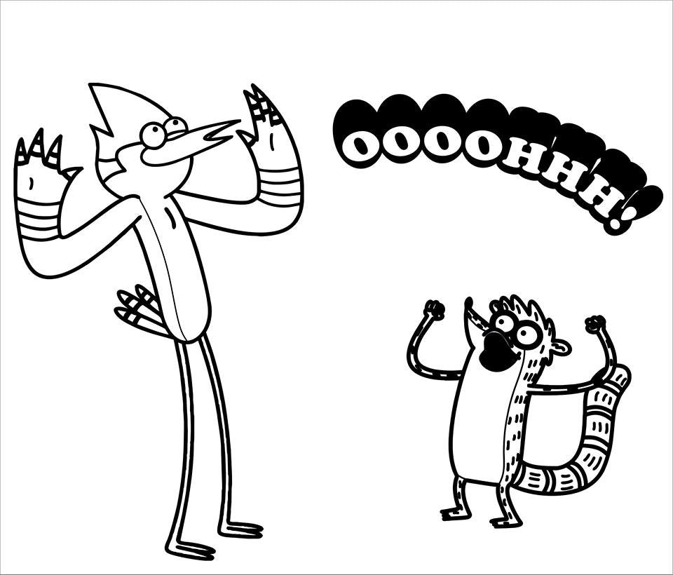 Regular Show Mordecai & Rigby OOOOHHH! - Die Cut Vinyl Sticker Decal