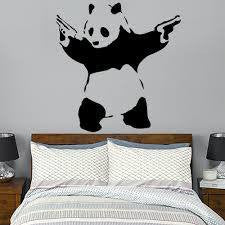 Banksy Street Art Shooting Panda - 23" Die Cut Vinyl Wall Decal Sticker