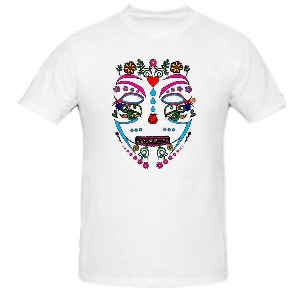 Day of the Dead Anonymous Anonymiss White Mask T-shirt | Blasted Rat
