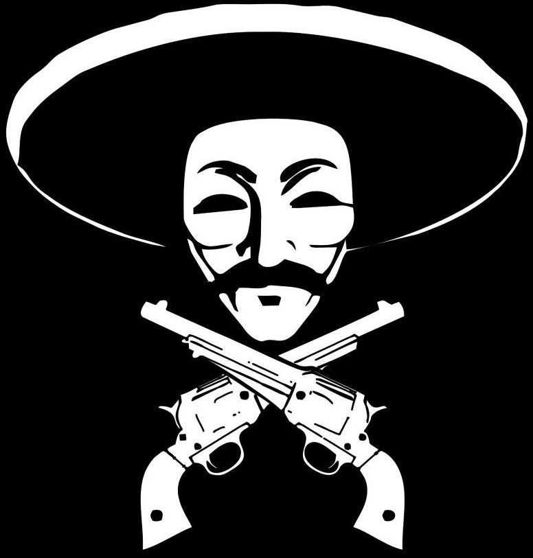 Anonymous Sombrero with Pistols Die Cut Vinyl Sticker Decal