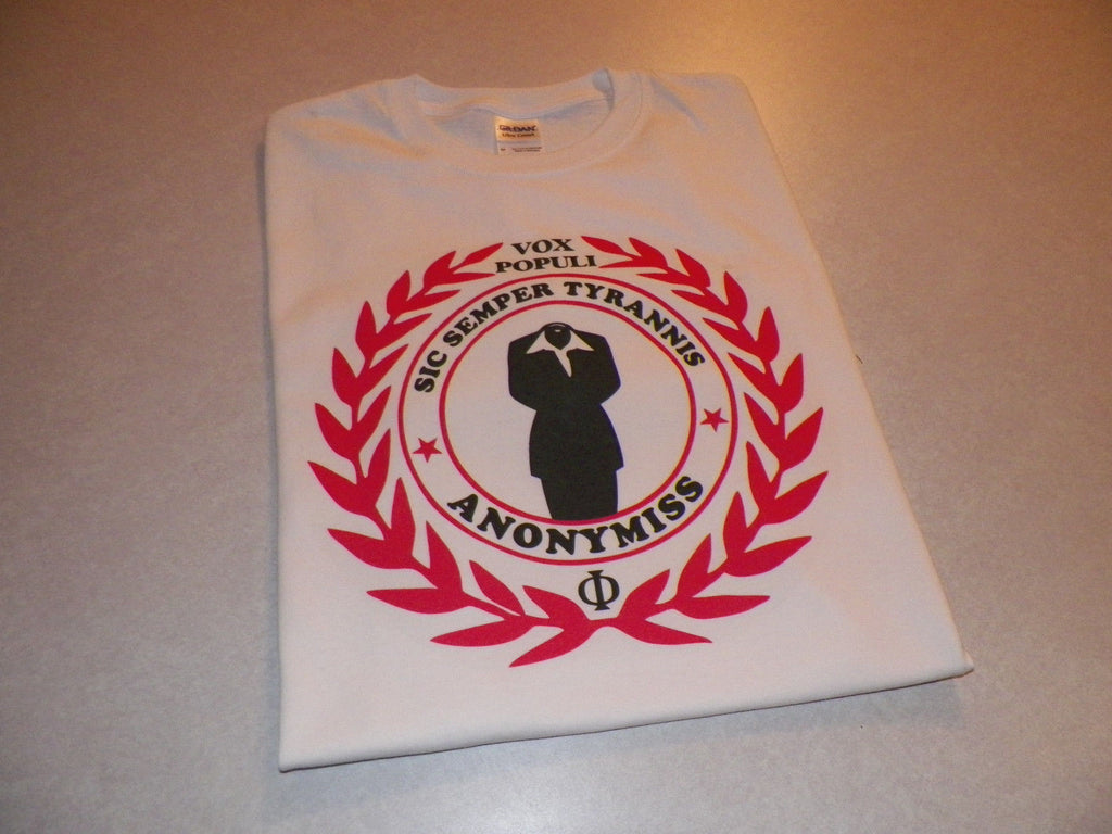 Anonymous Crest Vox Populi Sic Semper Tyrannis Anonymiss T-shirt