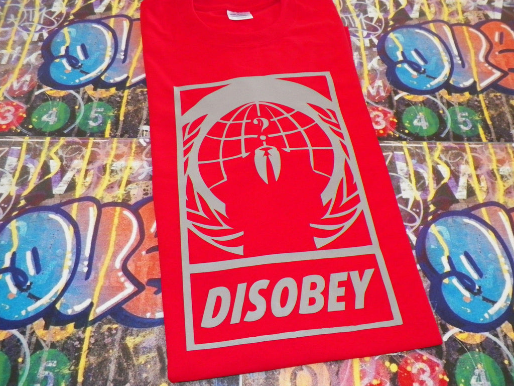 Anonymous Crest DISOBEY with Guy Fawkes Mask T-shirt