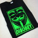 Anonymous Neon DISOBEY with Guy Fawkes Mask T-shirt