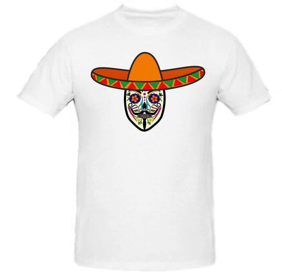 Day of the Dead Anonymous Orange Sombrero Yellow Mask T-shirt | Blasted Rat