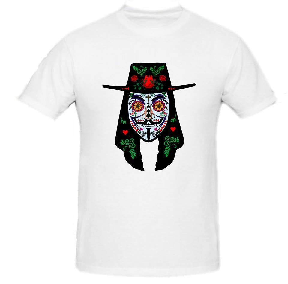 Day of the Dead Anonymous Vendetta Hat Blue Mask T-shirt | Blasted Rat