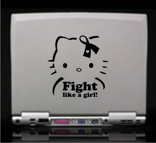 Hello Kitty Breast Cancer Fight Like a Girl! - Die Cut Vinyl Sticker Decal