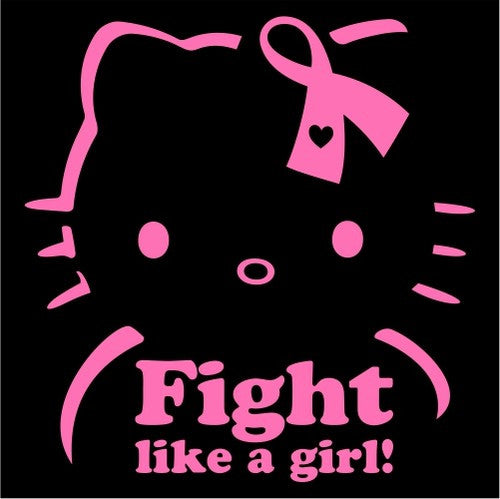 Hello Kitty Breast Cancer Fight Like a Girl! - Die Cut Vinyl Sticker Decal