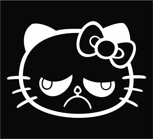 Hello Kitty Hell No Grumpy Cat - Die Cut Vinyl Sticker Decal