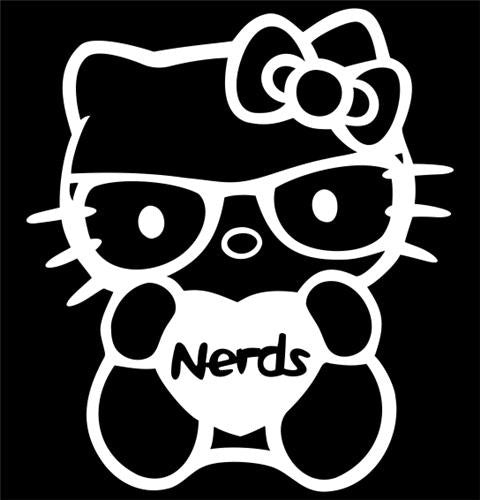 Hello Kitty Nerds Love Heart - Die Cut Vinyl Sticker Decal