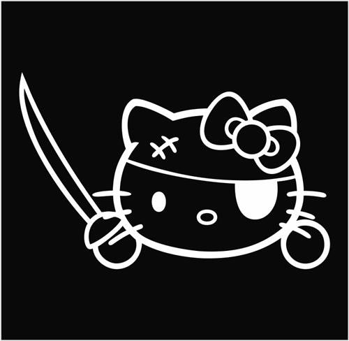 Hello Kitty Pirate with Hat & Sword - Die Cut Vinyl Sticker Decal