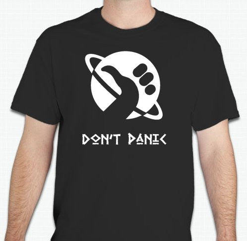 Towel Day Dont Panic Hitchhiker Logo T-shirt  | Blasted Rat
