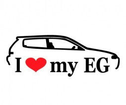 I Love My EG Honda JDM Racing Variation | Die Cut Vinyl Sticker Decal | Blasted Rat
