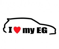 I Love My EG Honda JDM Racing | Die Cut Vinyl Sticker Decal | Blasted Rat