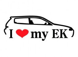 I Love My EK Honda JDM Racing Variation | Die Cut Vinyl Sticker Decal | Blasted Rat