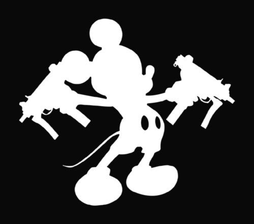 Mickey Mouse with Uzi Guns - Die Cut Vinyl Sticker Decal