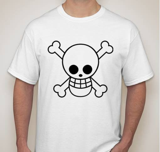 One Piece Anime PUMPKIN Skull & Crossbones Jolly Roger Pirate Flag T-shirt | Blasted Rat