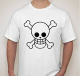 One Piece Anime PUMPKIN Skull & Crossbones Jolly Roger Pirate Flag T-shirt