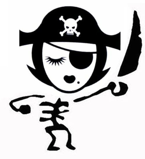 Pirate skeleton girl - Die Cut Vinyl Sticker Decal