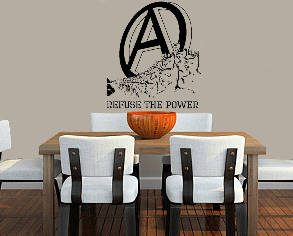 Anarchy Sabotage Cats Refuse The Power ACAB 23" Die Cut Vinyl Wall Decal Sticker