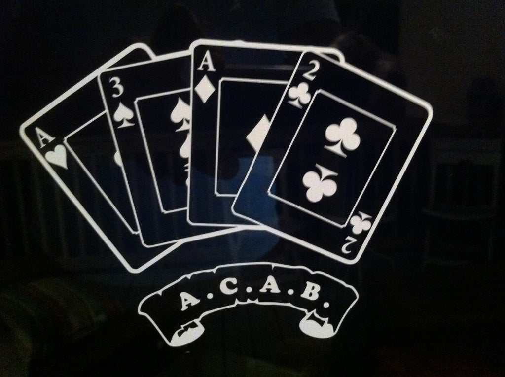 A.C.A.B. Scroll with Playing Cards - Die Cut Vinyl Sticker Decal
