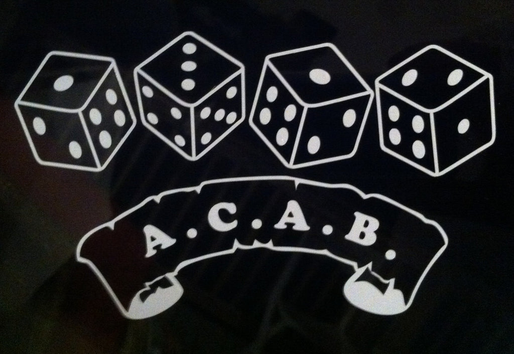 A.C.A.B. Scroll with Dice - Die Cut Vinyl Sticker Decal
